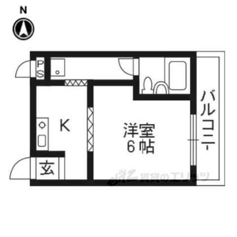 スカイドーム寺田(1K/2階)の間取り写真