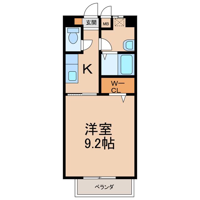 サープラス曳馬(1K/2階)の間取り写真
