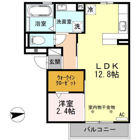 豊田パライソ若宮(1LDK/3階)の間取り写真