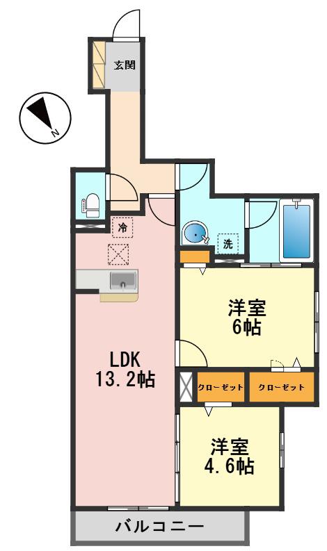 セレスティア新宿(2LDK/2階)の間取り写真