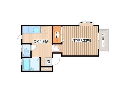 コンソーラ神明(1K/2階)の間取り写真