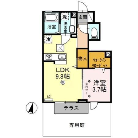プリズムA(1LDK/1階)の間取り写真