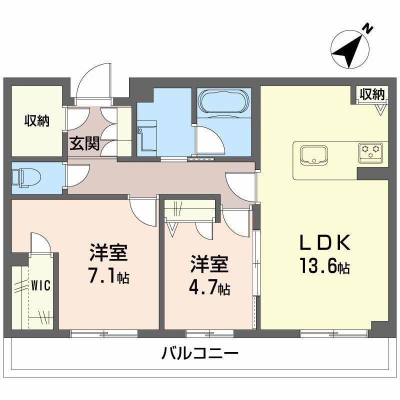 HINASA東鷹匠(2LDK/2階)の間取り写真