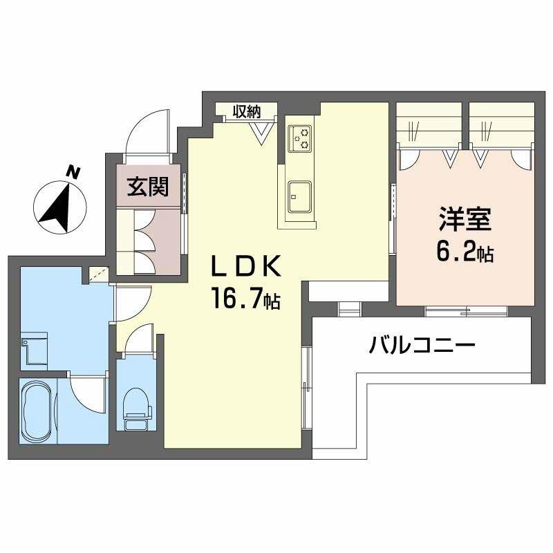 フォレナ山田東(1LDK/2階)の間取り写真