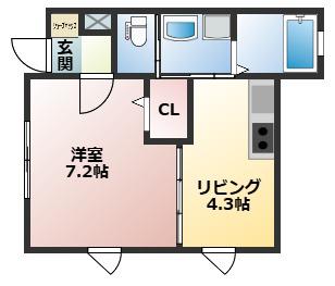 センターポイントK2(1K/1階)の間取り写真