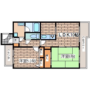 ロイヤル神戸池田広町(2LDK/5階)の間取り写真