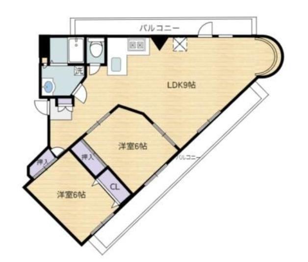 西池セントラルハイツ(2LDK/4階)の間取り写真