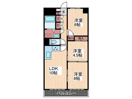 サンシティ海田(3LDK/6階)の間取り写真