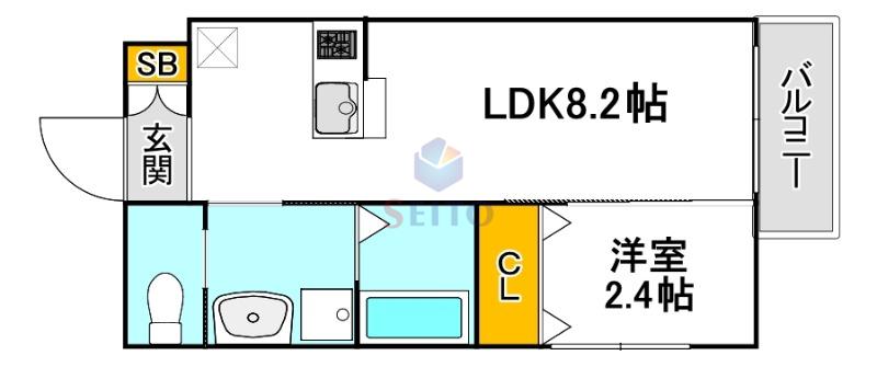 リアコート関大前II(1LDK/2階)の間取り写真