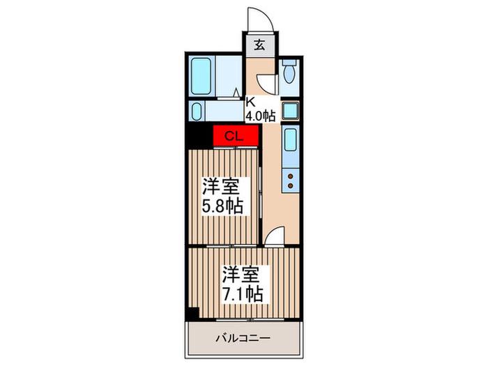 SUEHIROCOURT常盤(2K/6階)の間取り写真