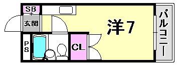 アイビーコートII(ワンルーム/3階)の間取り写真