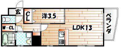 レクオス朋(1LDK/2階)の間取り写真
