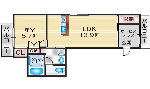 レユシールII(1LDK/2階)の間取り写真