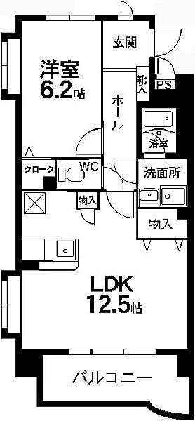 ＪＲ東北本線 盛岡駅 徒歩10分 6階建 築25年(1LDK/2階)の間取り写真