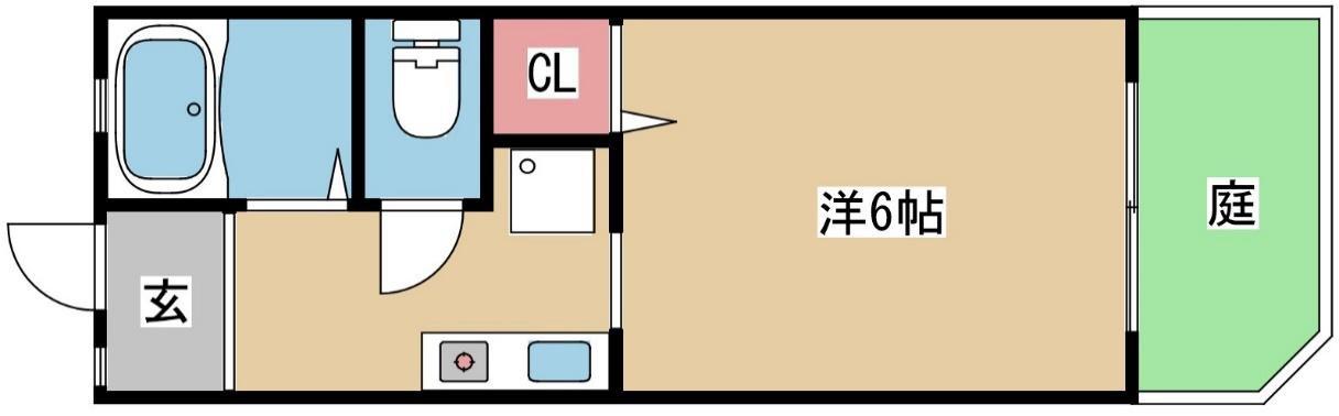 ルシェール房王寺(1K/1階)の間取り写真
