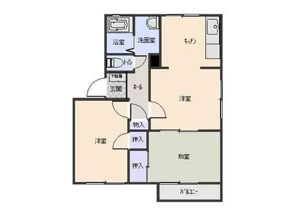 グリーンパレス壱番街A(2LDK/2階)の間取り写真