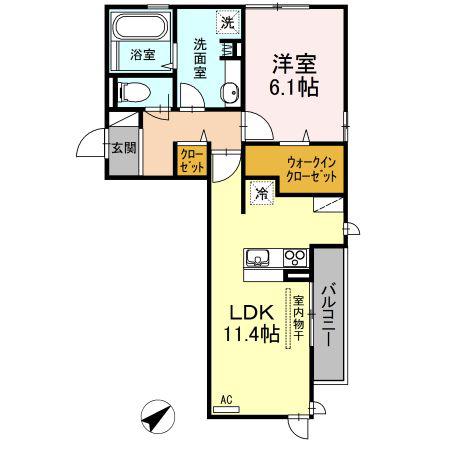 D-ROOMエル・セントロ(1LDK/3階)の間取り写真