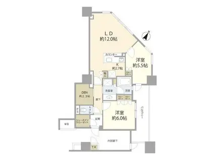 ブリリア有明スカイタワー(2SLDK/4階)の間取り写真