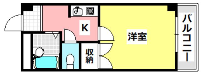 宮元七番館(1K/2階)の間取り写真