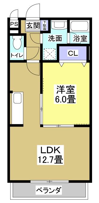 CRYSTAL PALACE(1LDK/2階)の間取り写真