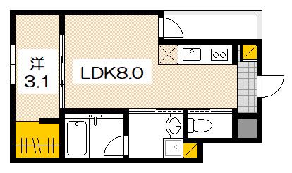 MOVE旭園サウス(1LDK/2階)の間取り写真