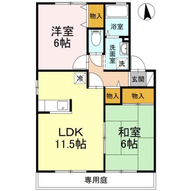 セジュールMIKI(2LDK/1階)の間取り写真