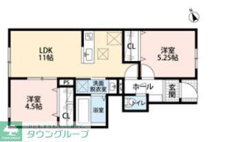 リーブルファイン足立神明(2LDK/1階)の間取り写真