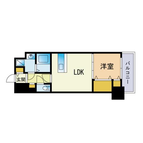 エンクレスト吉塚駅前Ⅱ(1LDK/6階)の間取り写真