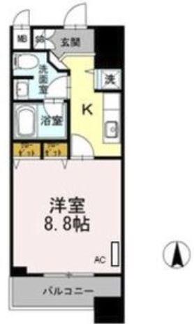 カスタリア堺筋本町(1K/11階)の間取り写真