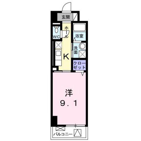 グランディール南大沢(1K/6階)の間取り写真