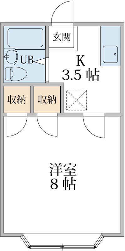 ハウスK(1K/2階)の間取り写真