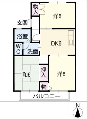 リベラル(3DK/2階)の間取り写真