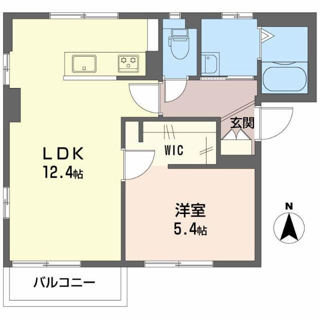 ディアスクレールC棟(1LDK/1階)の間取り写真