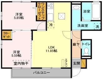 ベルクレストI(2LDK/1階)の間取り写真