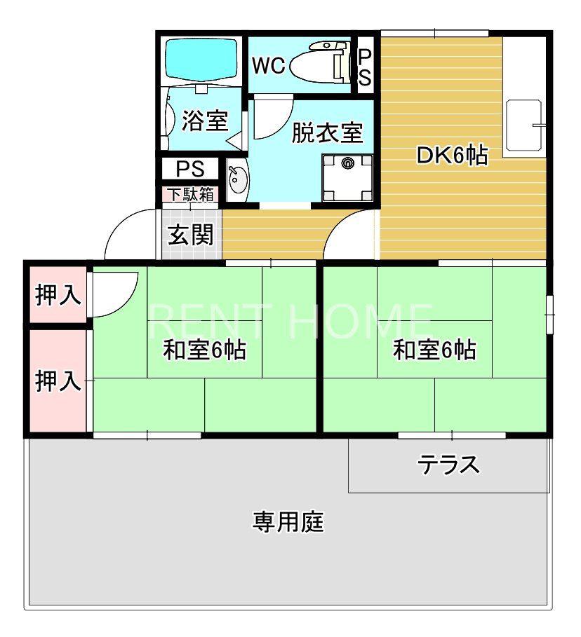 ハイツ浜澤(2DK/1階)の間取り写真