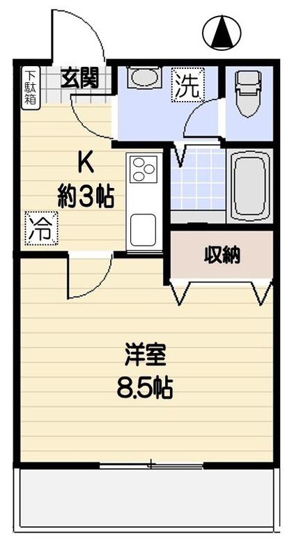 ロイヤルパレス(1K/3階)の間取り写真