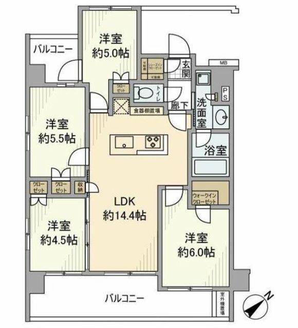 ソルフィエスタ船堀(4LDK/5階)の間取り写真
