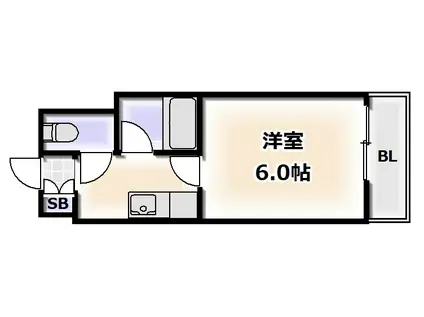 マンションタワーサイド(1K/3階)の間取り写真