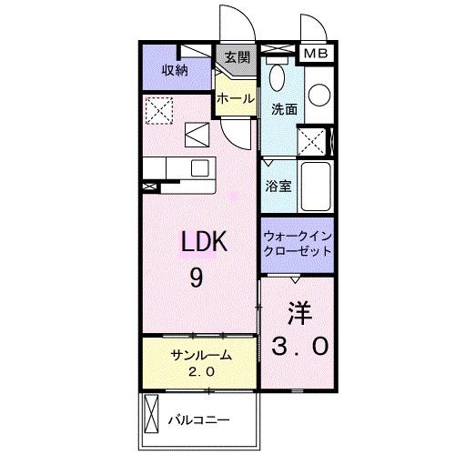 フローラミルト(1LDK/1階)の間取り写真