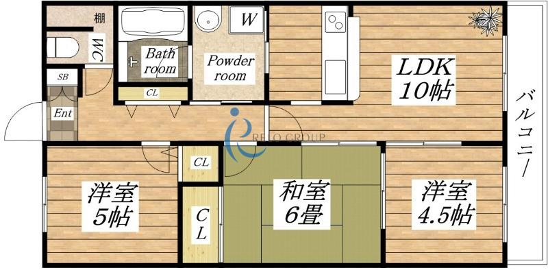 ディアコート喜連東(3LDK/5階)の間取り写真