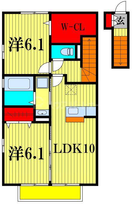 フェリースパイン(2LDK/2階)の間取り写真