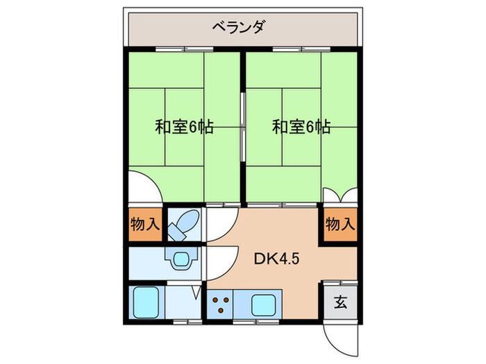 かぎ屋ビル(2DK/4階)の間取り写真