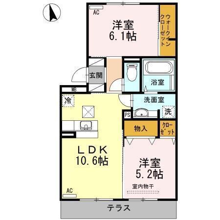 Sビレッジ (2LDK/1階)の間取り写真