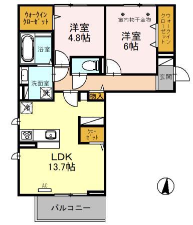 RIO VERDE(2LDK/3階)の間取り写真
