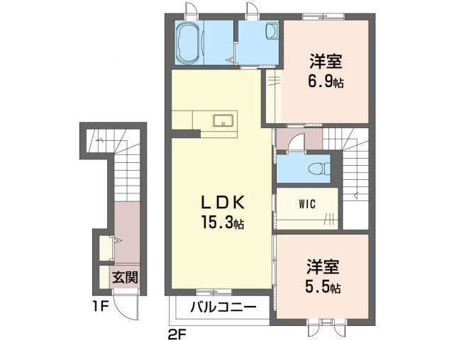 グランマスト春日C(2LDK/2階)の間取り写真
