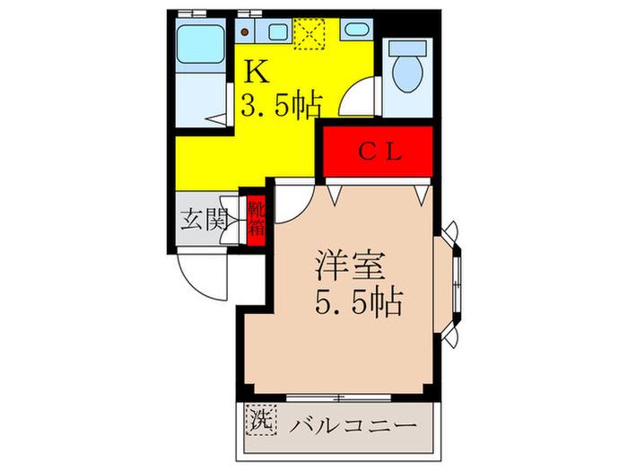 グリーンマンション玉屋 PART2(1K/3階)の間取り写真