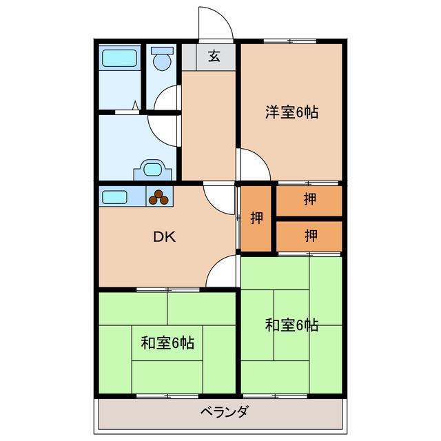 メゾンアムール(3DK/1階)の間取り写真