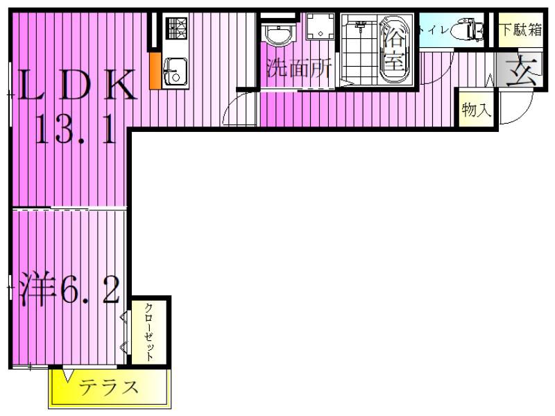 ラウレア六町(1LDK/2階)の間取り写真