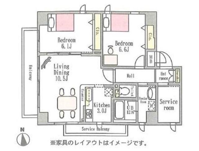 フォンテオット(2SLDK/2階)の間取り写真