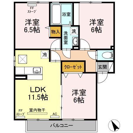 アバンサードA(3LDK/1階)の間取り写真